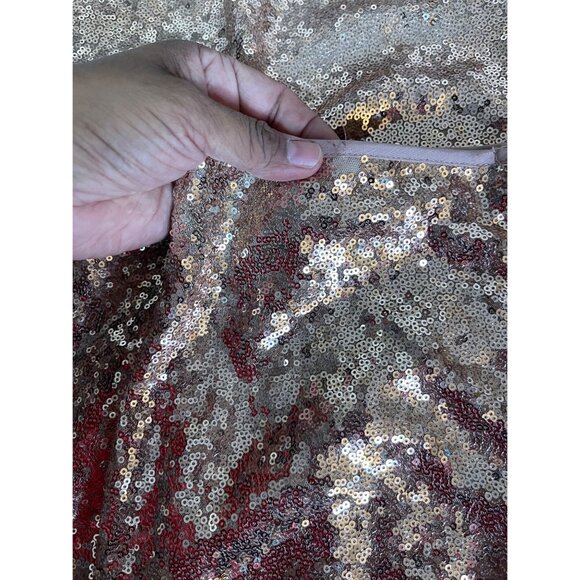 Lulus Sparkle Core Rose Gold Sequin Dazzle Maxi Skirt Formal Flare Lined Size S - Picture 9 of 14